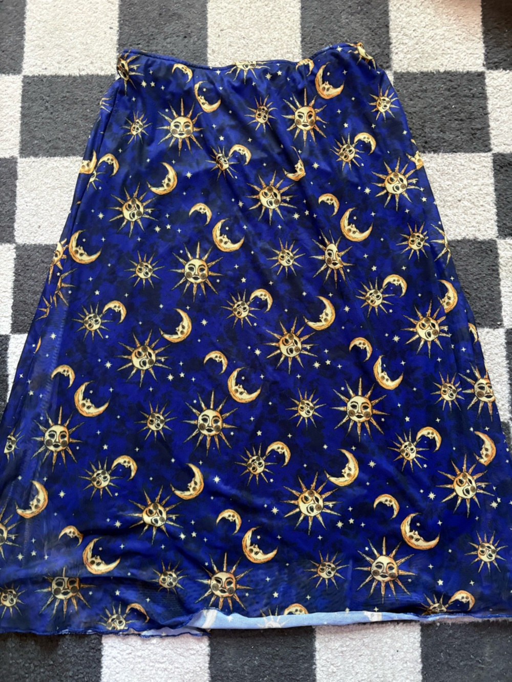 Celestial Moon & Sun Print Maxi Skirt